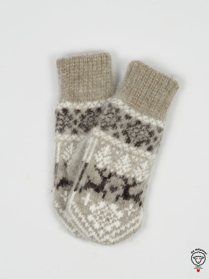 Deer Wool Mittens, Beige