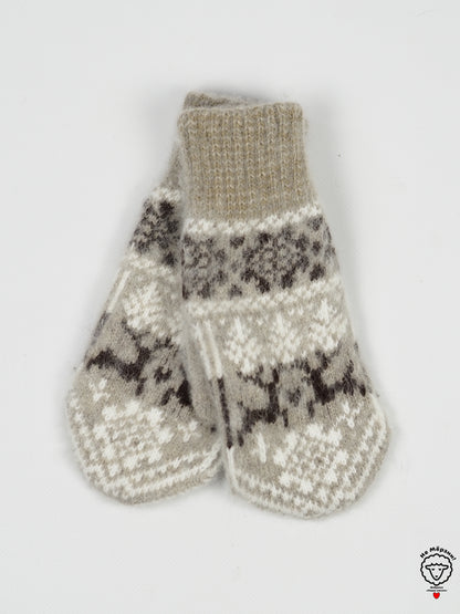Deer Wool Mittens, Beige