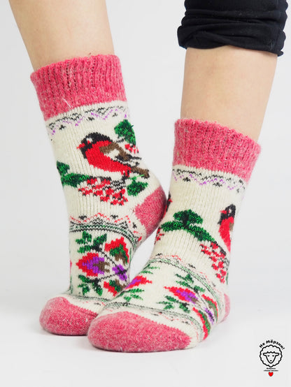 Bullfinch Wool Socks, Rose