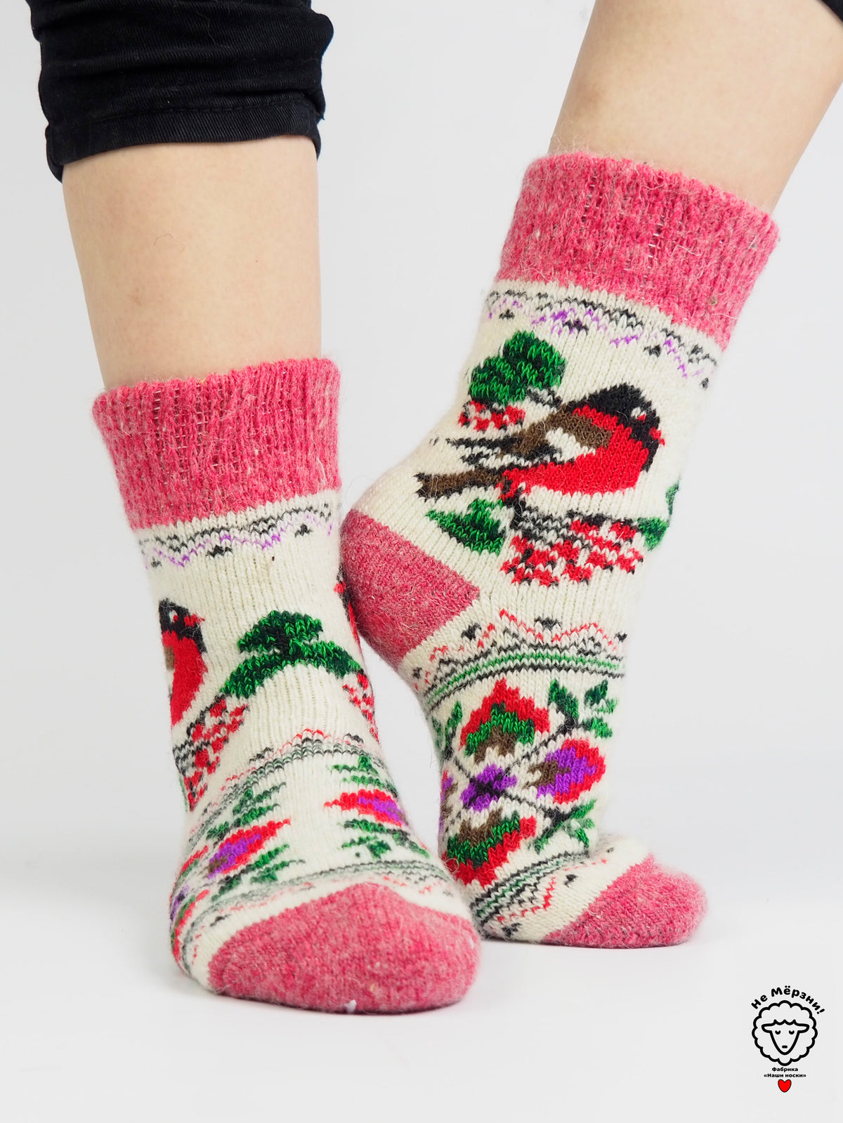 Bullfinch Wool Socks, Rose