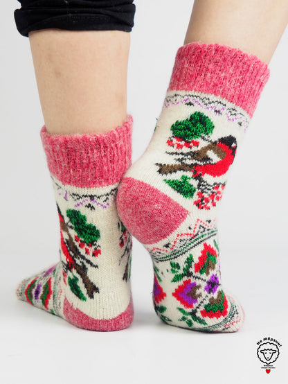 Bullfinch Wool Socks, Rose