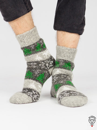Winter Forest Wool Socks, Grey