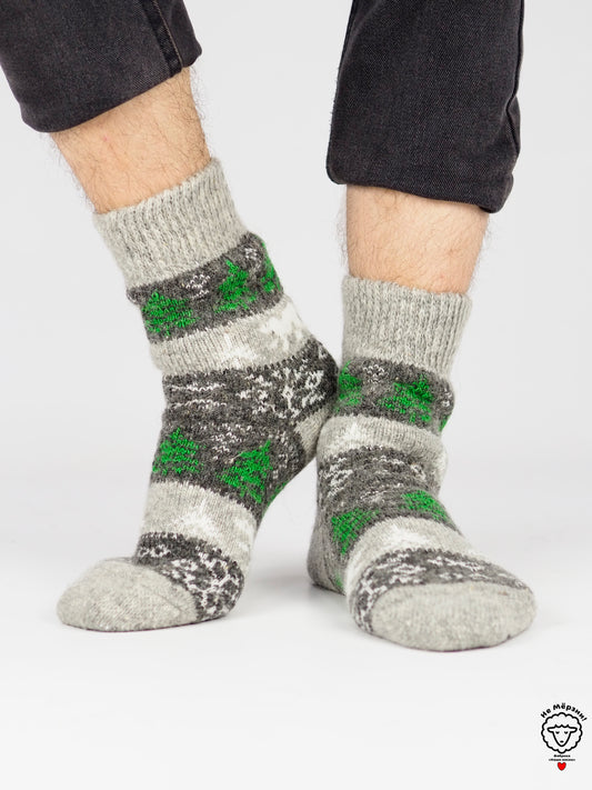 Winter Forest Wool Socks, Grey