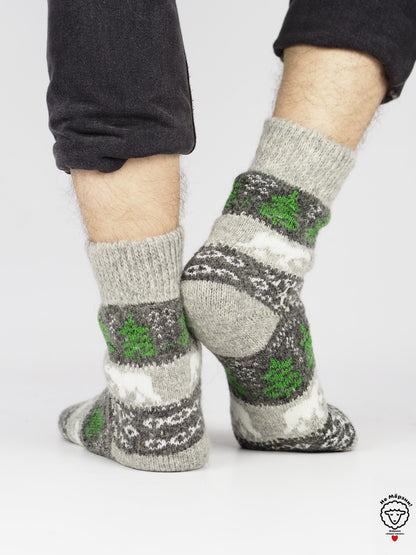 Winter Forest Wool Socks, Grey