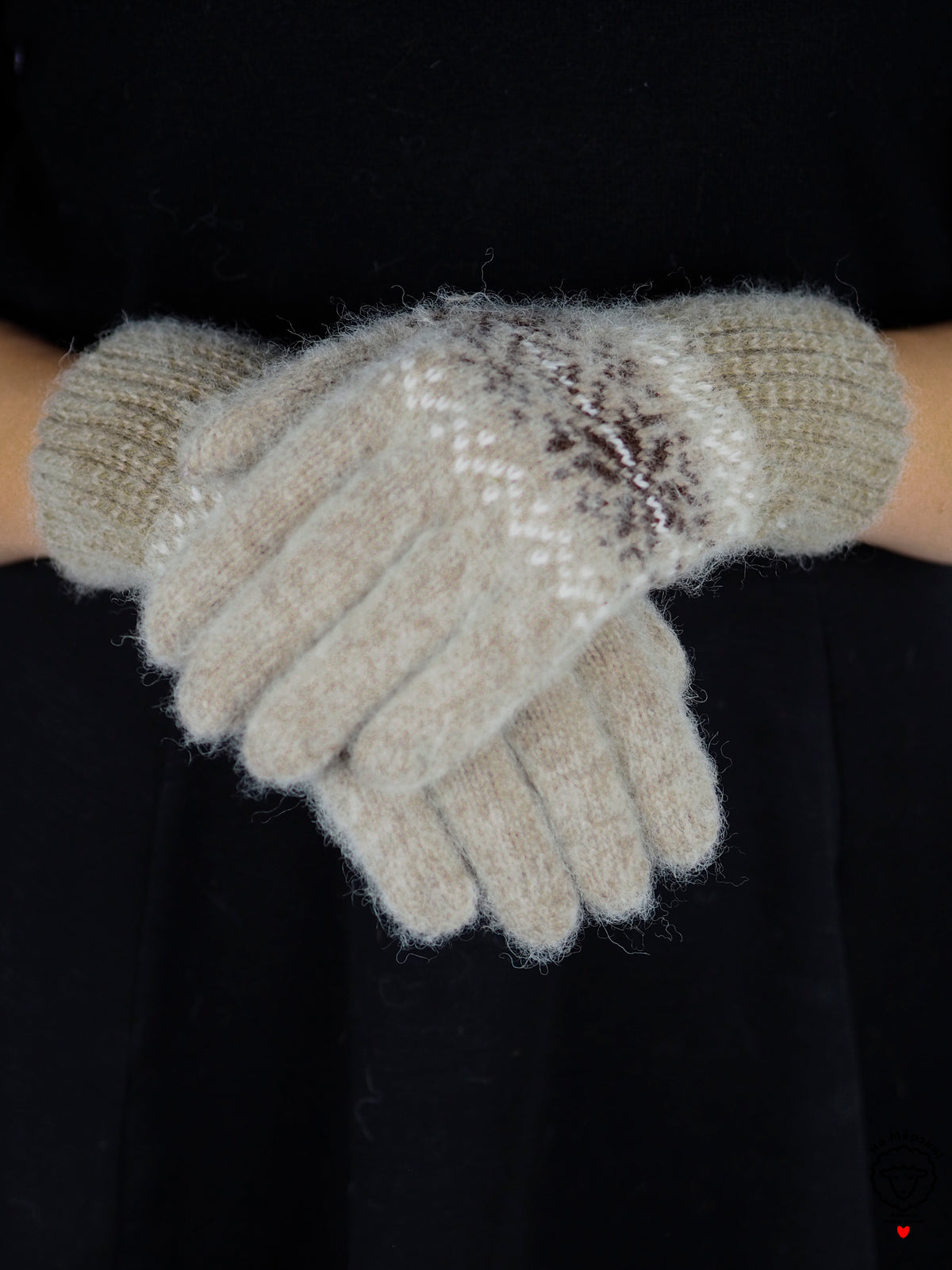 Snowflake Wool Gloves, Beige
