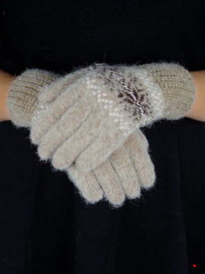 Snowflake Wool Gloves, Beige