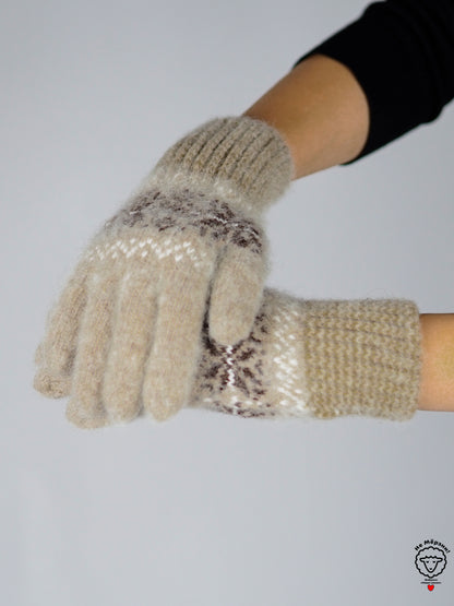 Snowflake Wool Gloves, Beige